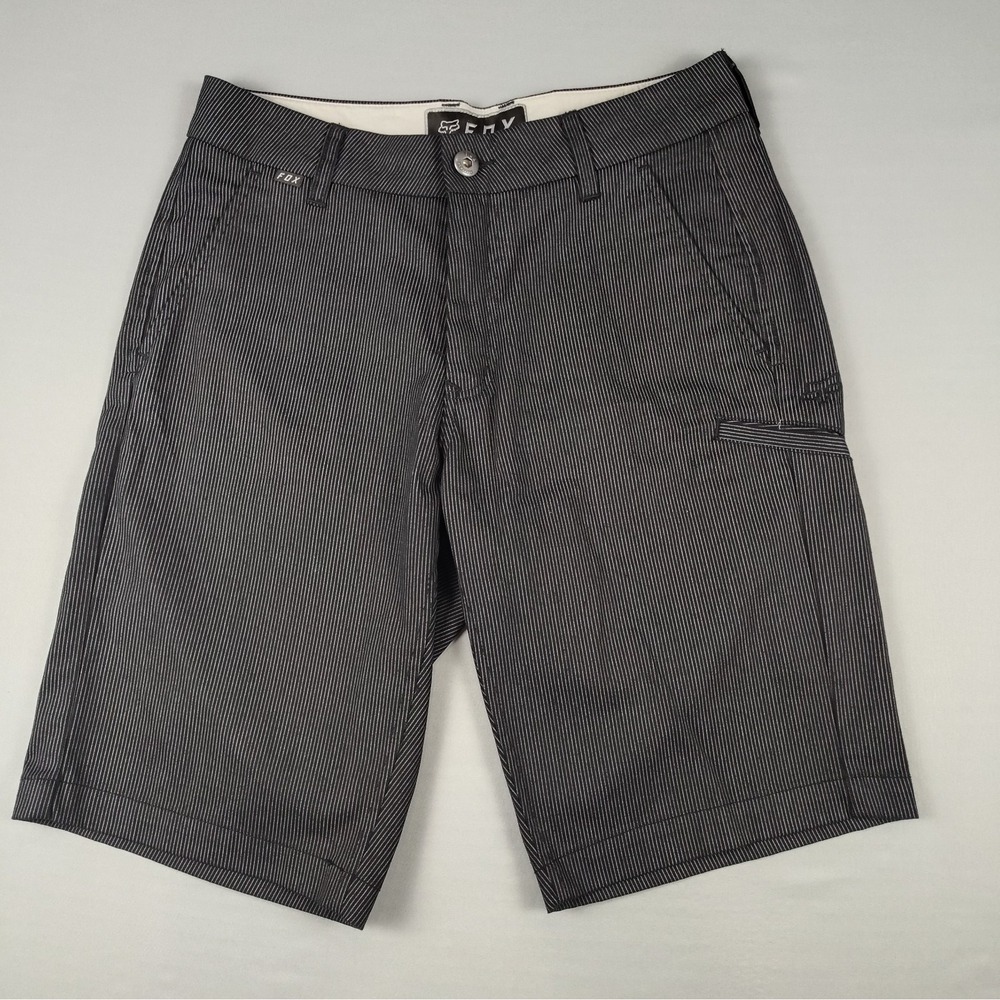 Fox Racing Shorts Mens 29 Black Gray Striped Casual Walkshorts Zip Pocket